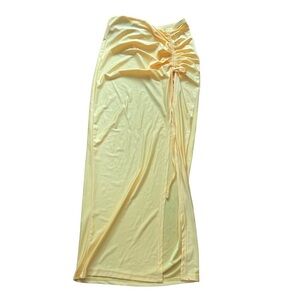 5 For $50🔥 Yellow Ruched Tie Maxi Swim Skirt Cover Up
